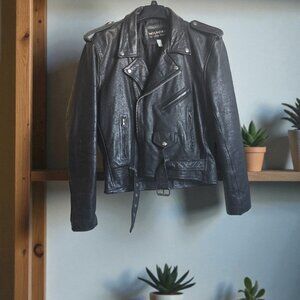 80s VintageWilson Black Biker Leather Jacket